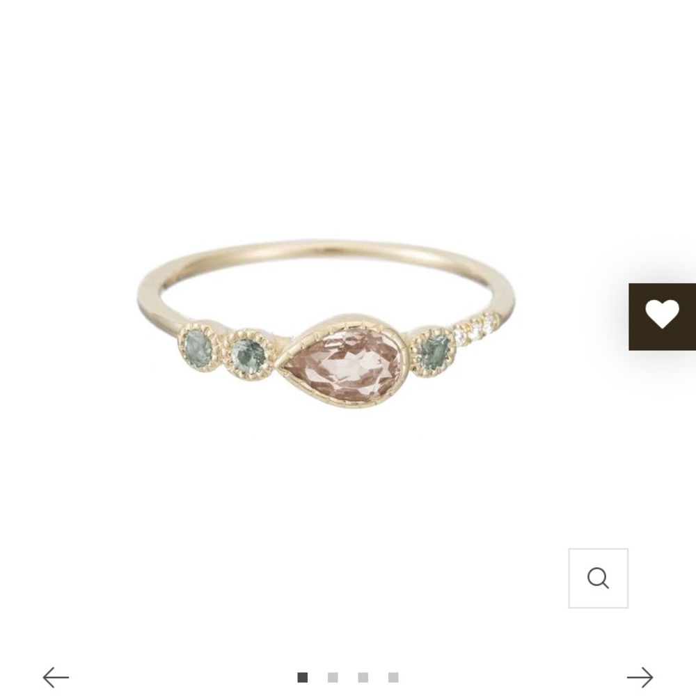 Beautiful 14k Jennie Kwon Morganite Teardrop Dew Ring- Size 6